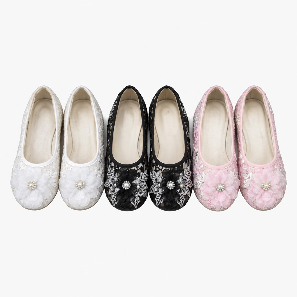 [DLM-3639] Zapato de charol para niña con moño de encaje y correa delgada