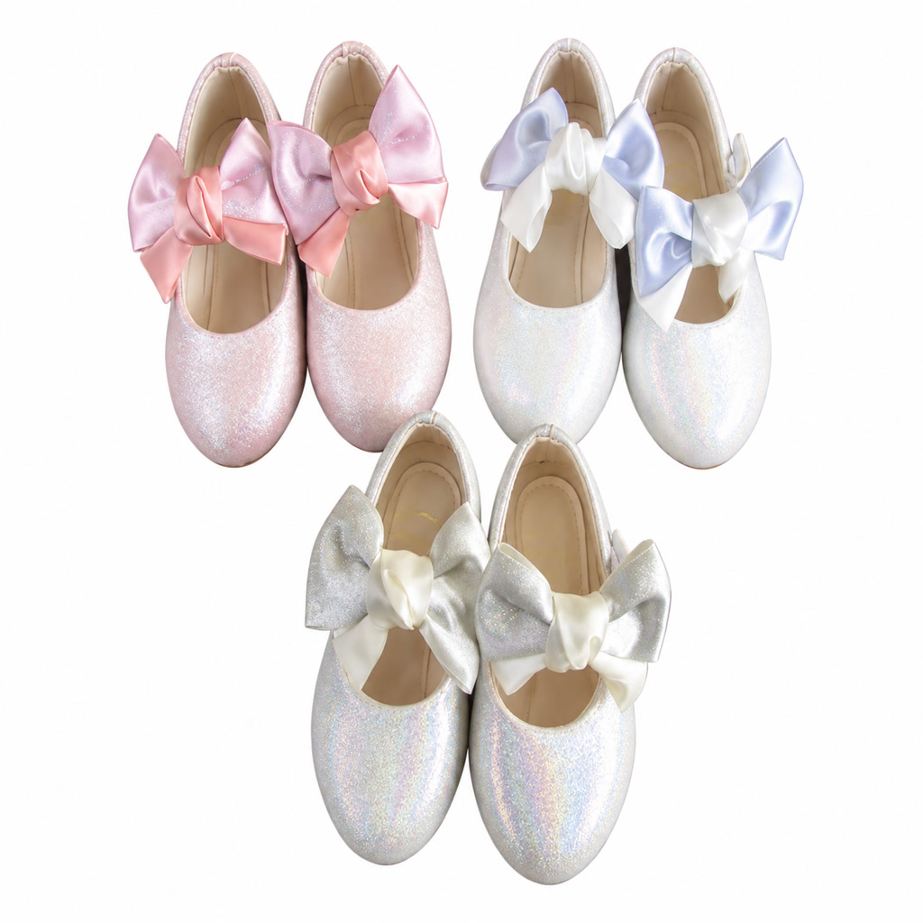 Zapato de charol para niña con flor de tul y correa