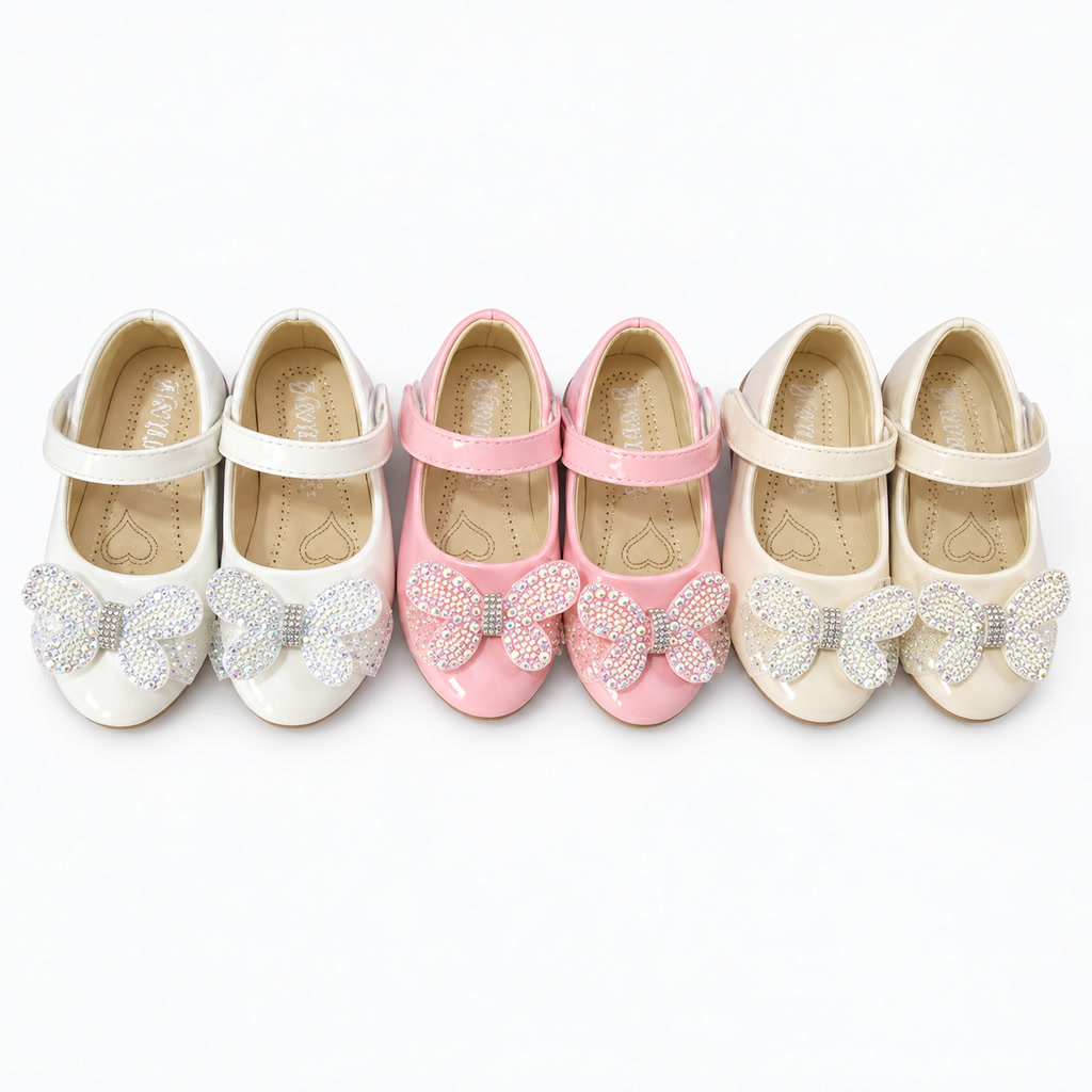 Zapato de charol Oxford para niña con moño de cinta en la correa
