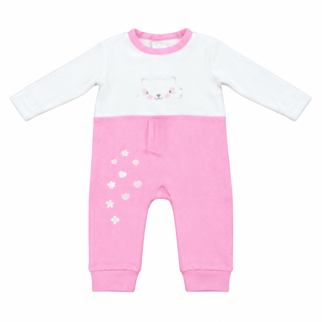 [502-541572] Pijama de manga larga para bebé niña rosa y blanco