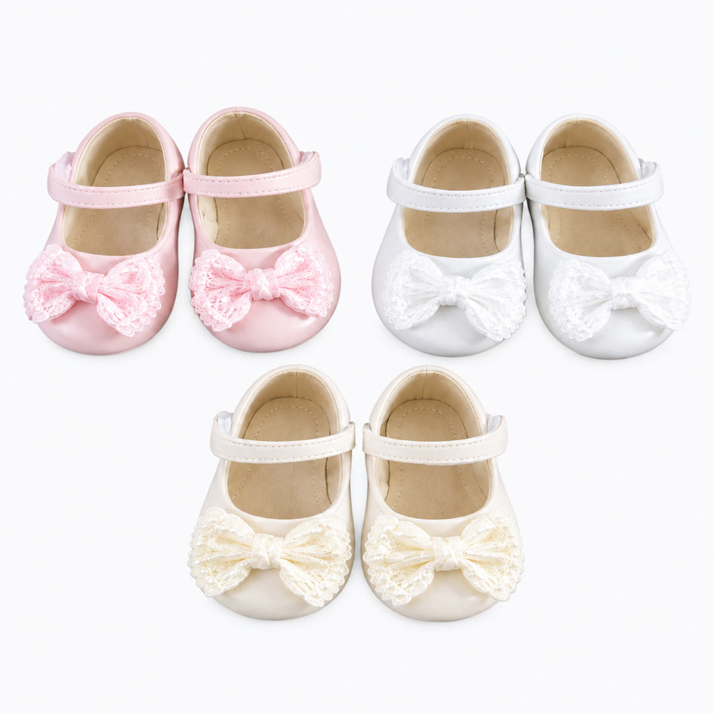 Zapato de charol para niña con moño redondo y correa ancha