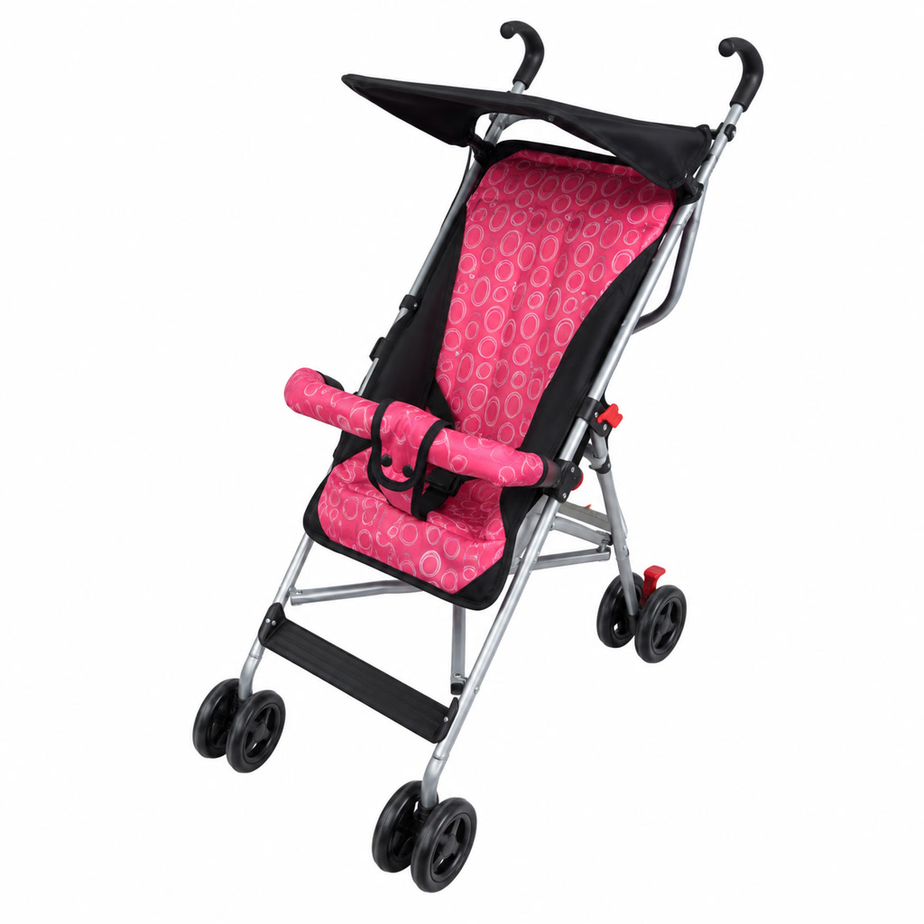 [PB1-876] Carruaje para bebé de cuatro llantas rosado con negro