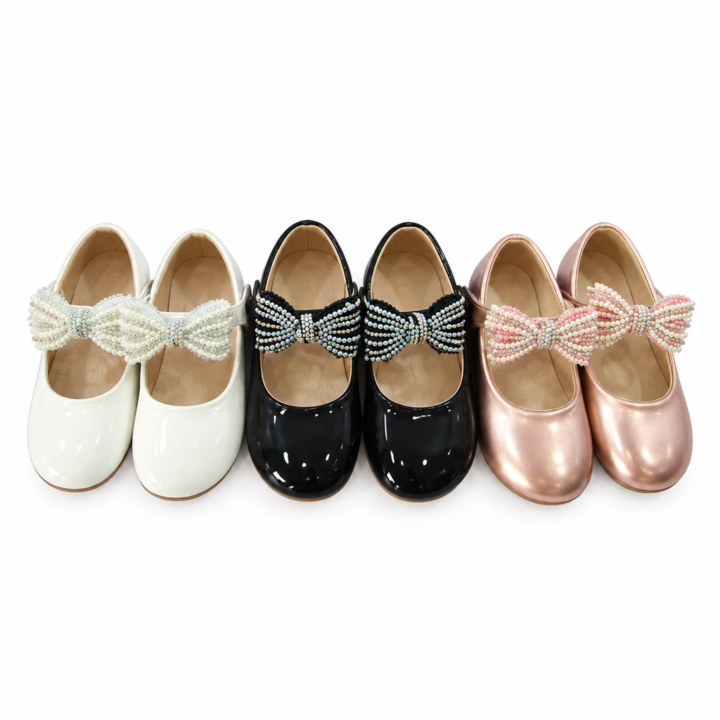 [DLM23-1238] Zapato de charol Oxford para niña con flores pequeñas en la correa (26-30)