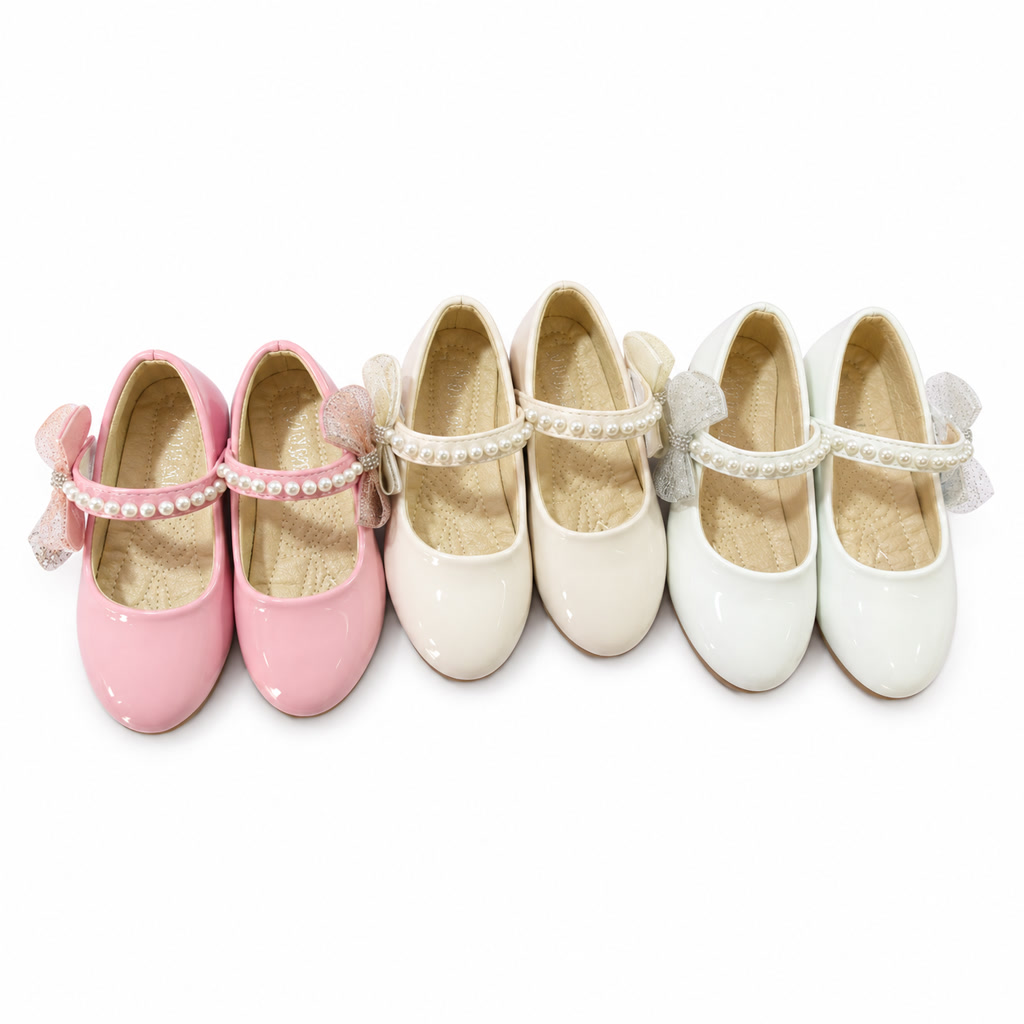[DLM23-574] Zapato de charol Oxford para niña con moño de encaje sobre correa (26-30)