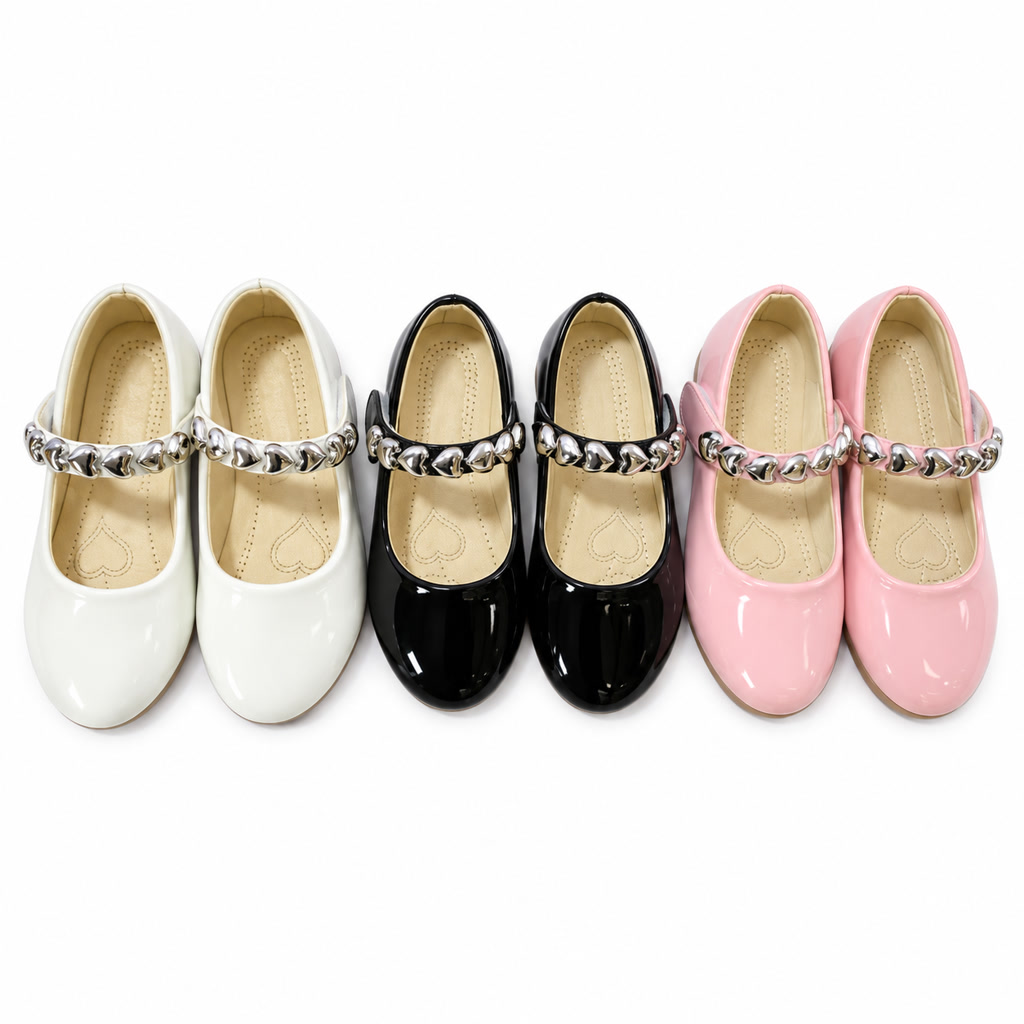 [DLM23-1030] Zapato de charol Oxford para niña con moño pequeño y pulsera (26-30)
