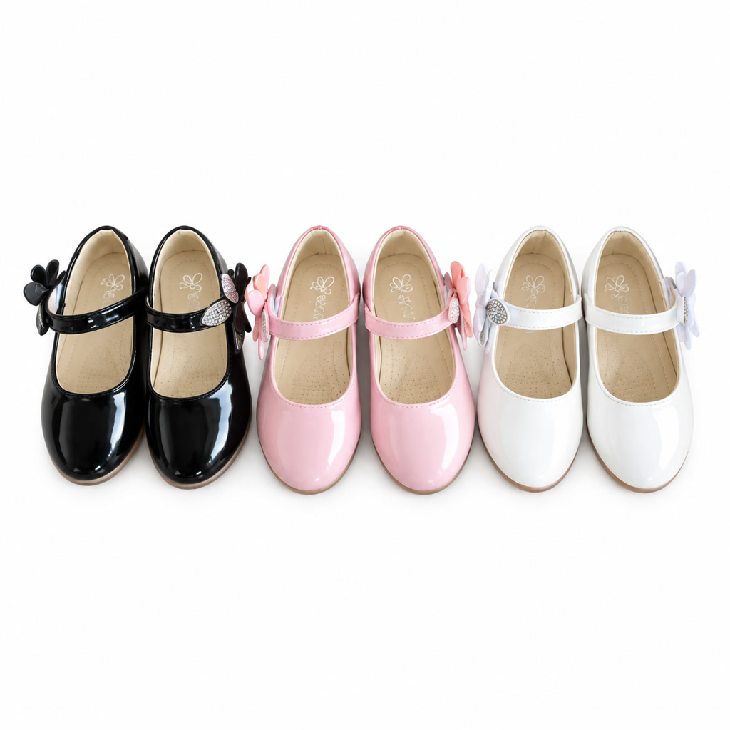 [SL-111-12] Zapato de charol para niña con adorno de cuentas sobre pulsera (26-30)