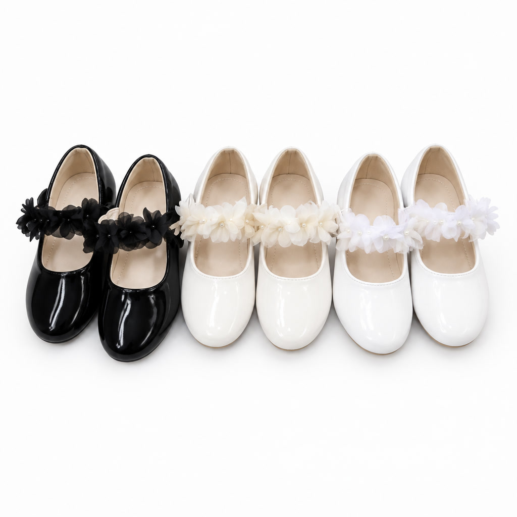 [DLM-3263] Zapato de charol para niña con correa de cuentas en el empeine (26-30)