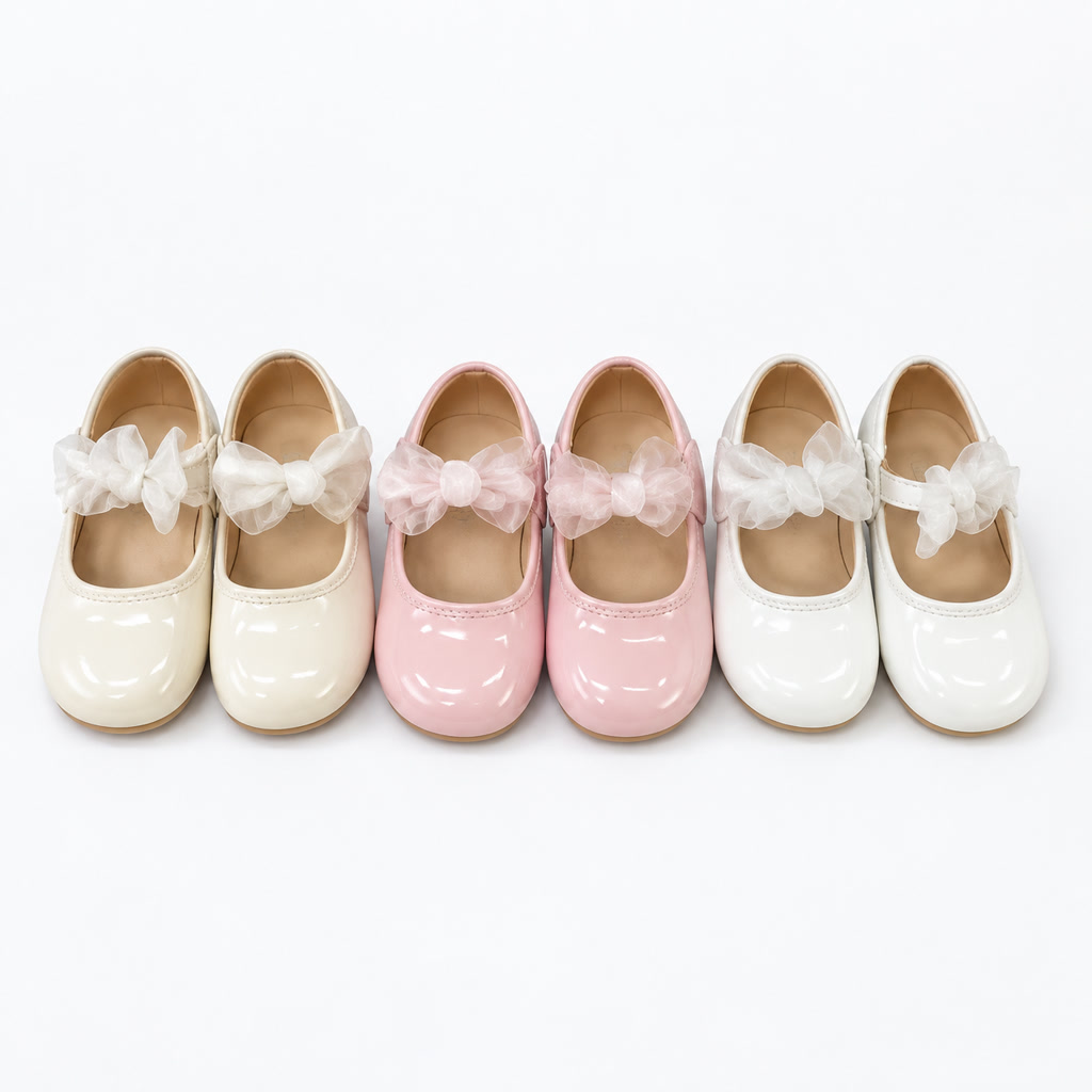 [DLM-4144] Zapato de charol para niña con correa de cuentas y adorno lateral (26-30)