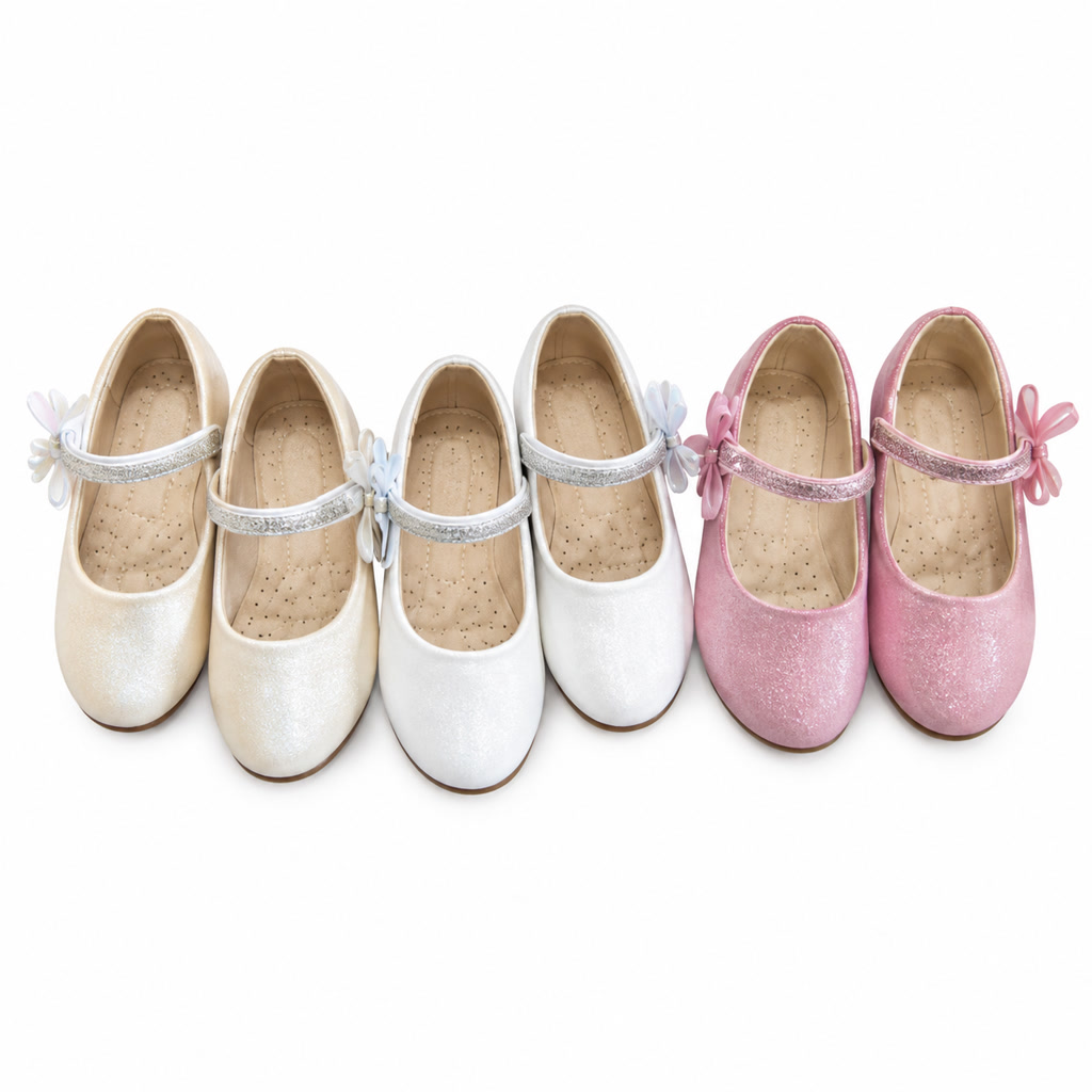 [DLM-3443] Zapato de charol para niña con correa de cuentas y punta lisa (26-30)
