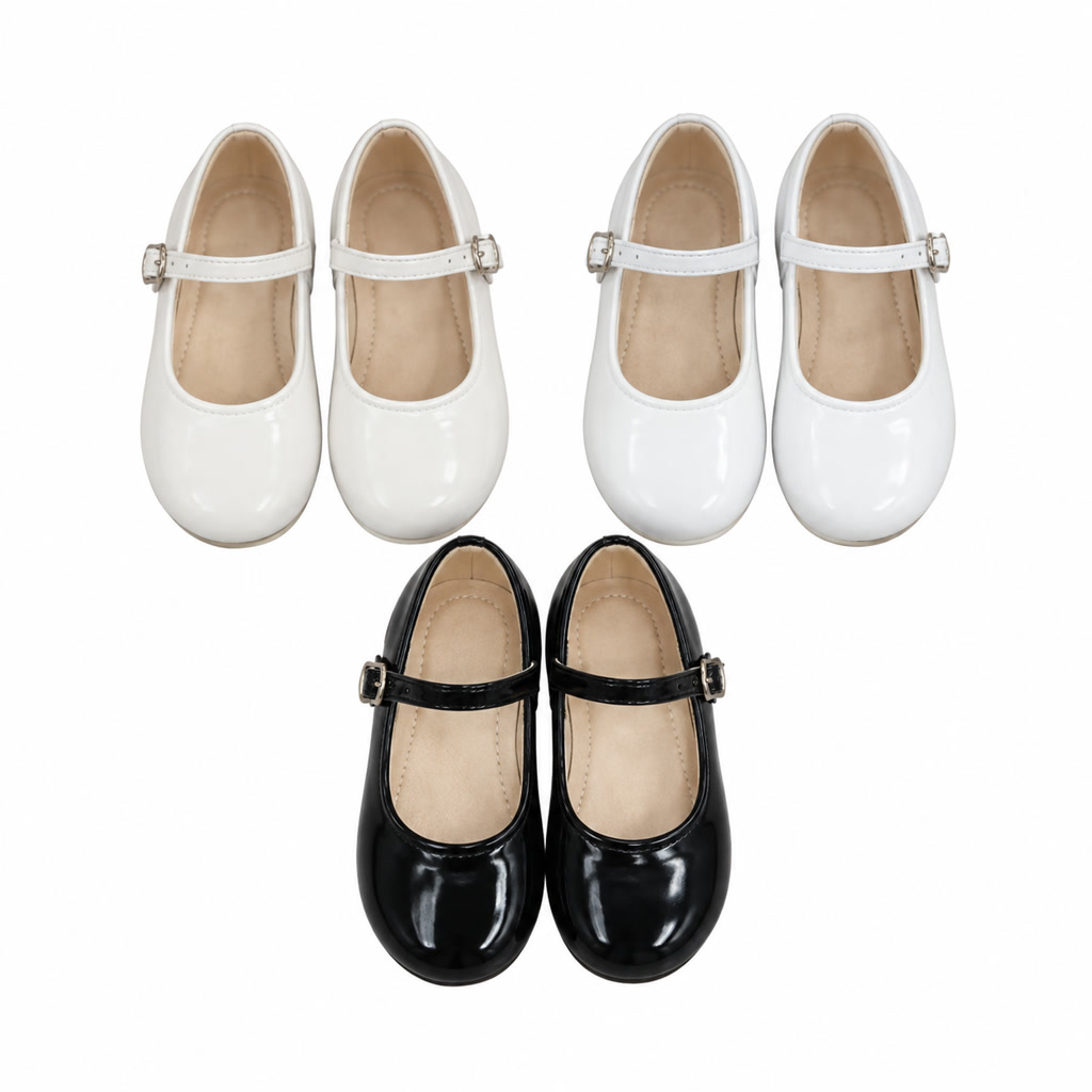 [DLM-3516] Zapato de charol para niña con correa fina y moño pequeño (26-30)