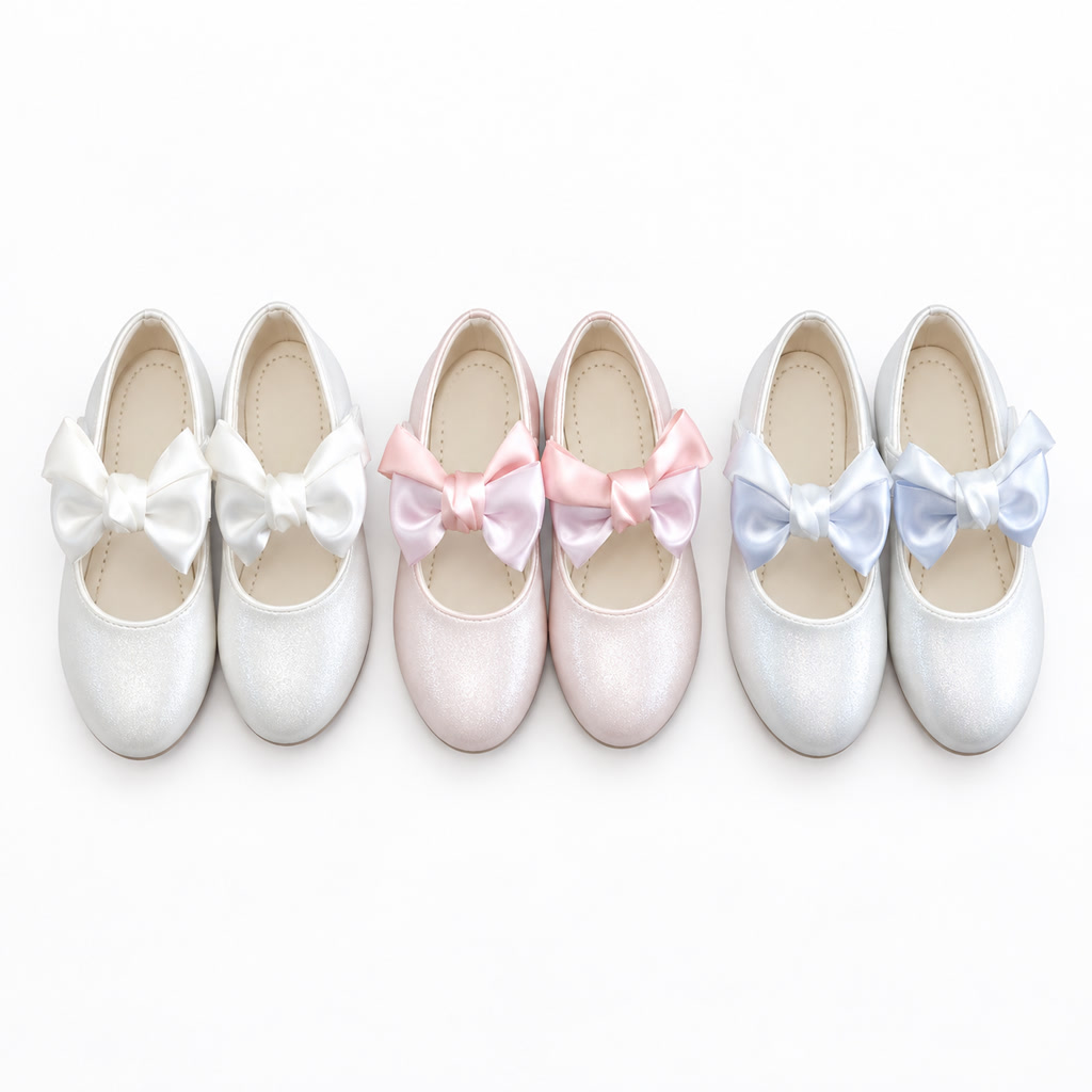 [DLM-2879] Zapato de charol para niña con flor de tul y correa (21-25)