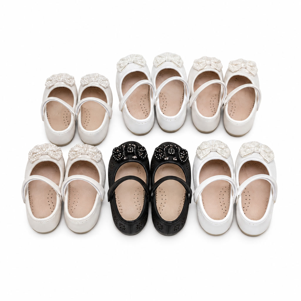 [DLM-4117] Zapato de charol para niña con flores pequeñas sobre correa (26-30)