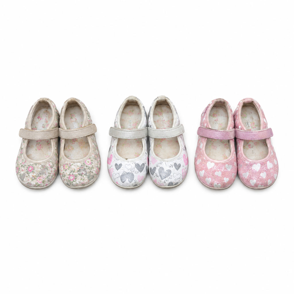[DLM-3546] Zapato de charol para niña con flores pequeñas y correa lisa (26-30)