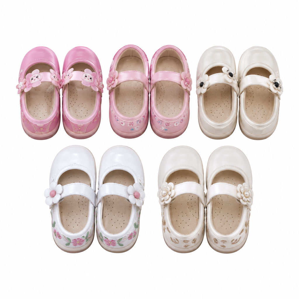 [DLM-4174] Zapato de charol para niña con flor lateral sobre correa lisa (26-30)
