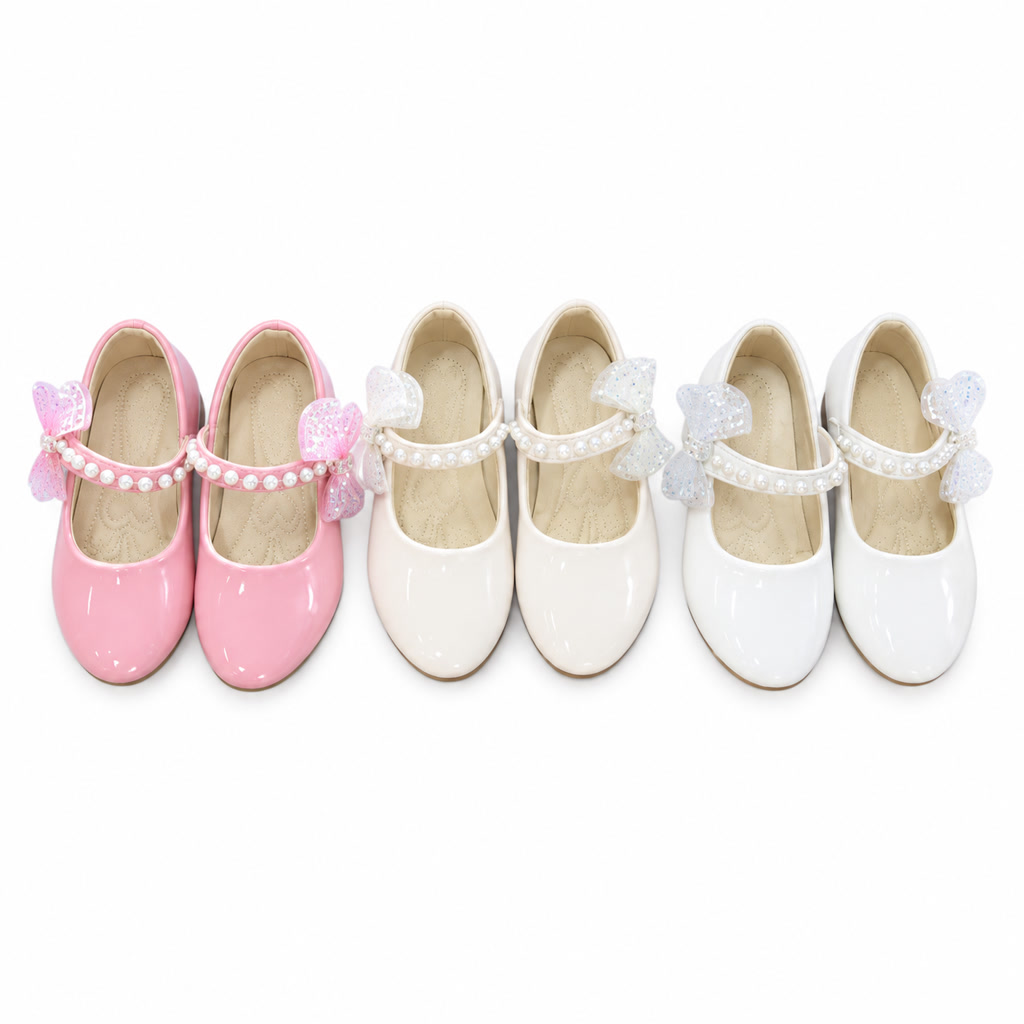 [DLM-574] Zapato de charol para niña con flor redonda y correa fina (26-30)