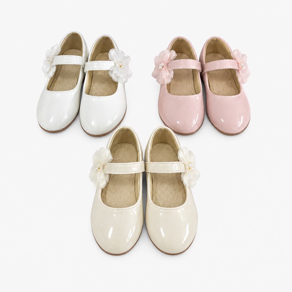 [DLM-3762] Zapato de charol para niña con lazo y puntera con relieve (26-30)