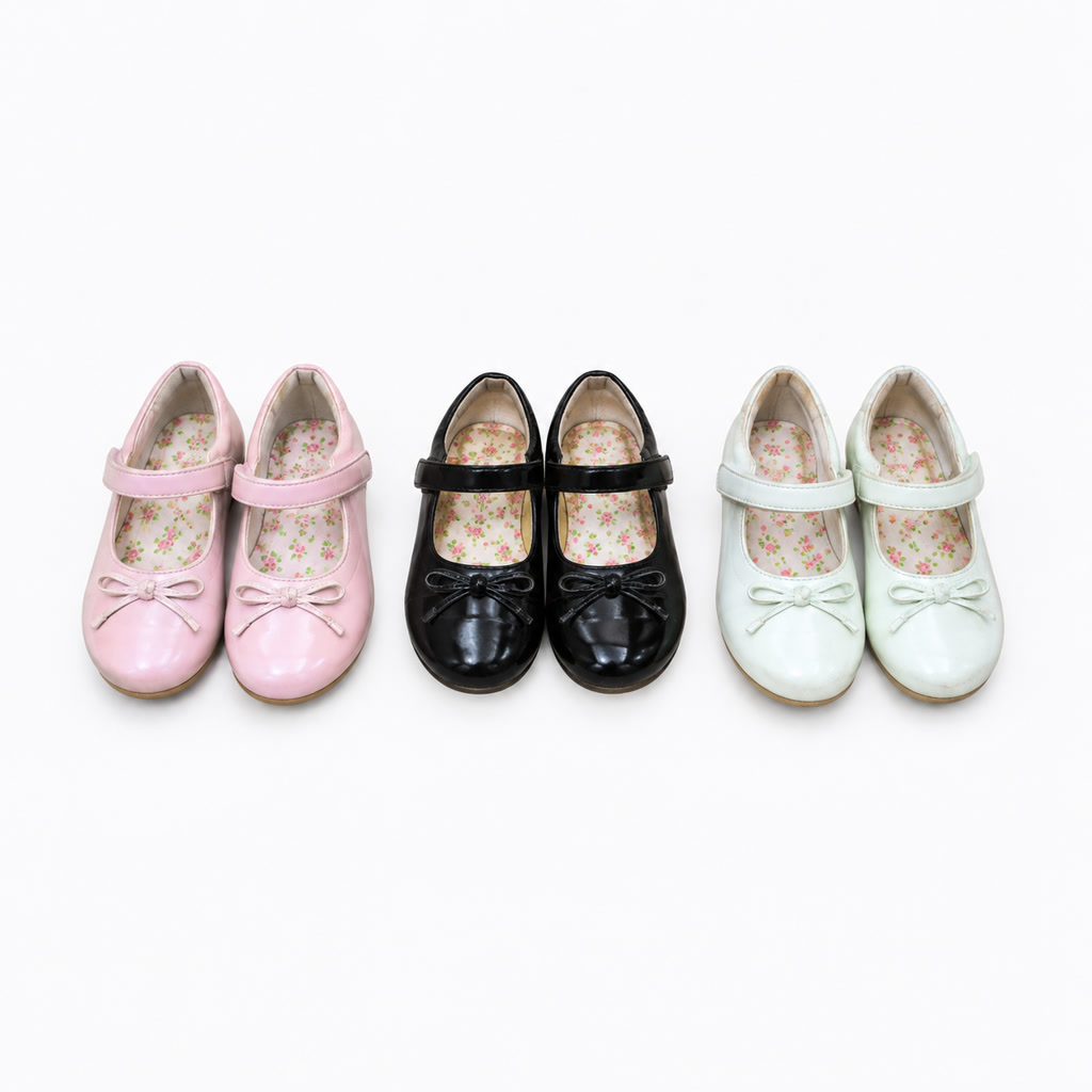 [DLM-1559] Zapato de charol para niña con moño amplio sobre la punta (26-30)
