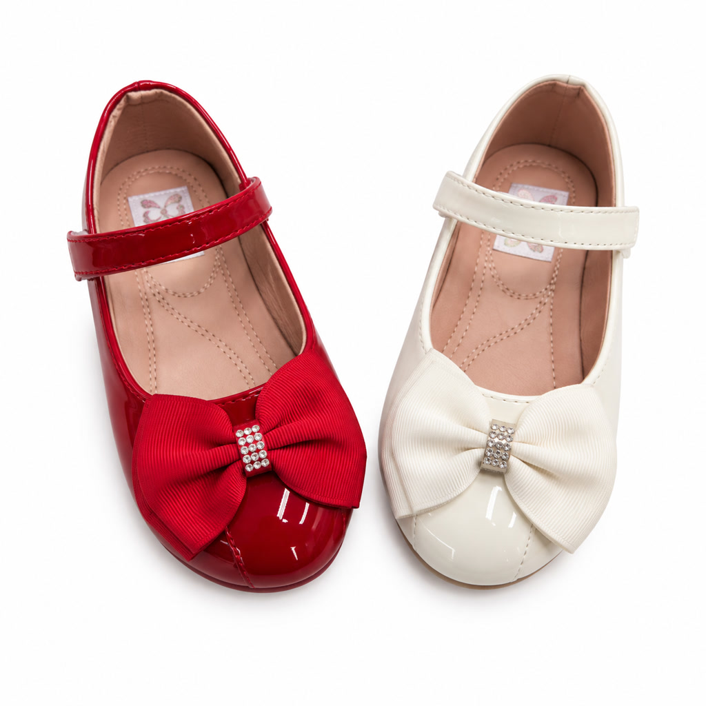 [DLM-1715] Zapato de charol para niña con moño grande y centro brillante (26-30)