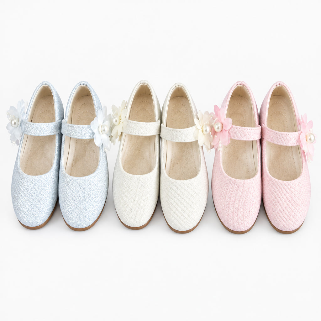 [DLM-3130] Zapato de charol para niña con moño plano y detalle brillante (26-30)