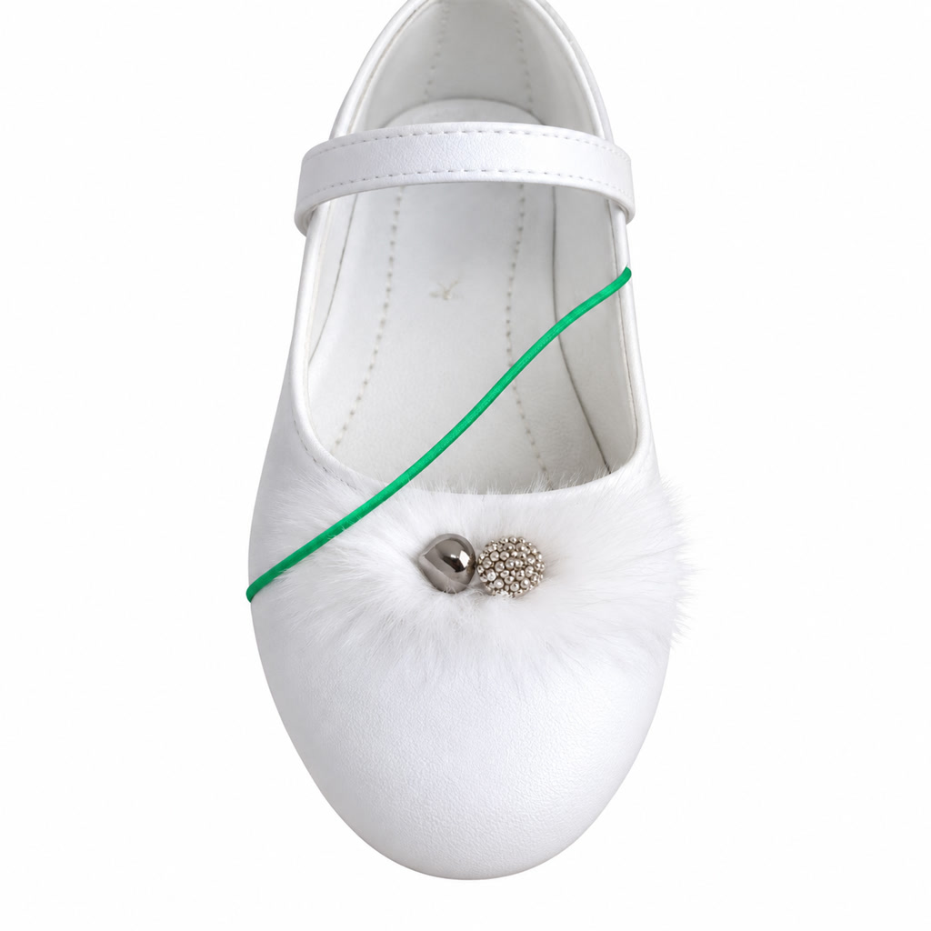 [SL-3-29] Zapato de charol para niña con moño de tul sobre el empeine